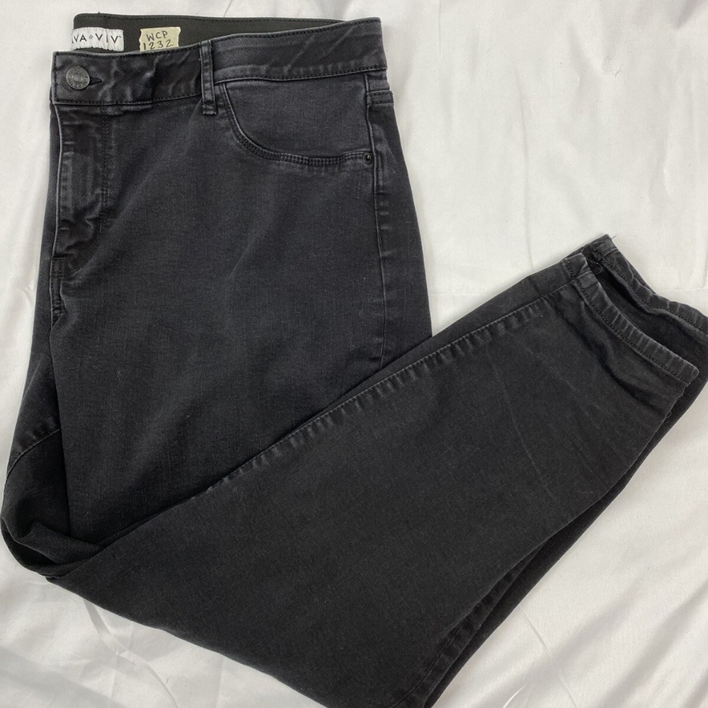 Ava & Viv Skinny Jeans Black Woman 22 Button Zip W/ Stretch Mid Rise